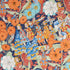 Fairie Garden fabric in orange and navy color - pattern number 180141 - by Schumacher in the Clements Ribeiro collection