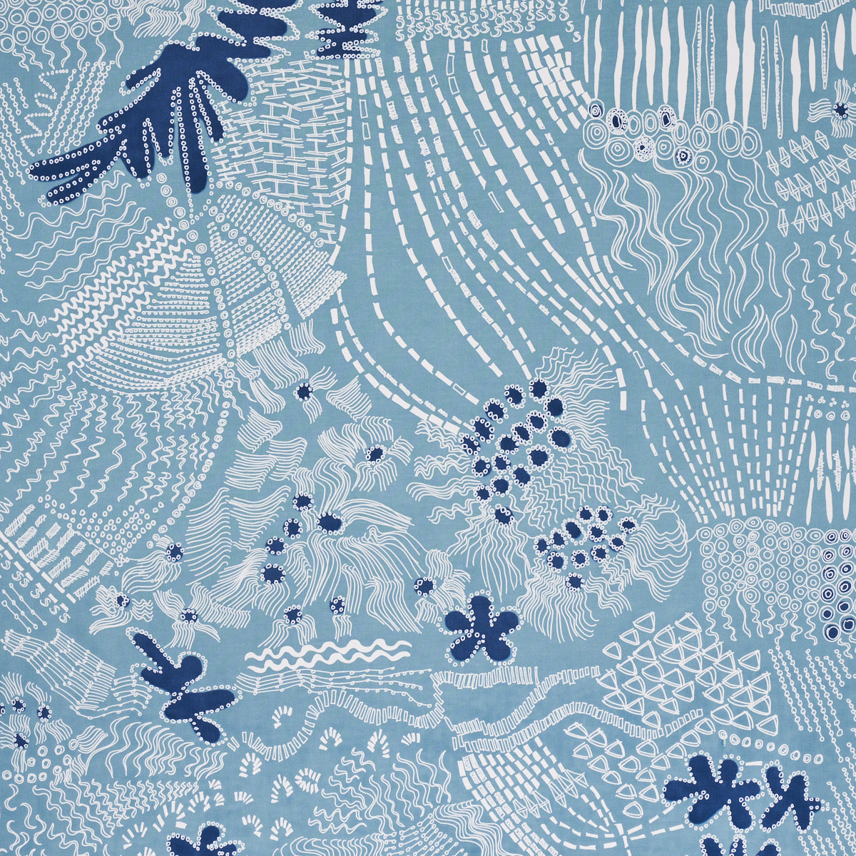 Haven fabric in teal and navy color - pattern number 180150 - by Schumacher in the Clements Ribeiro collection