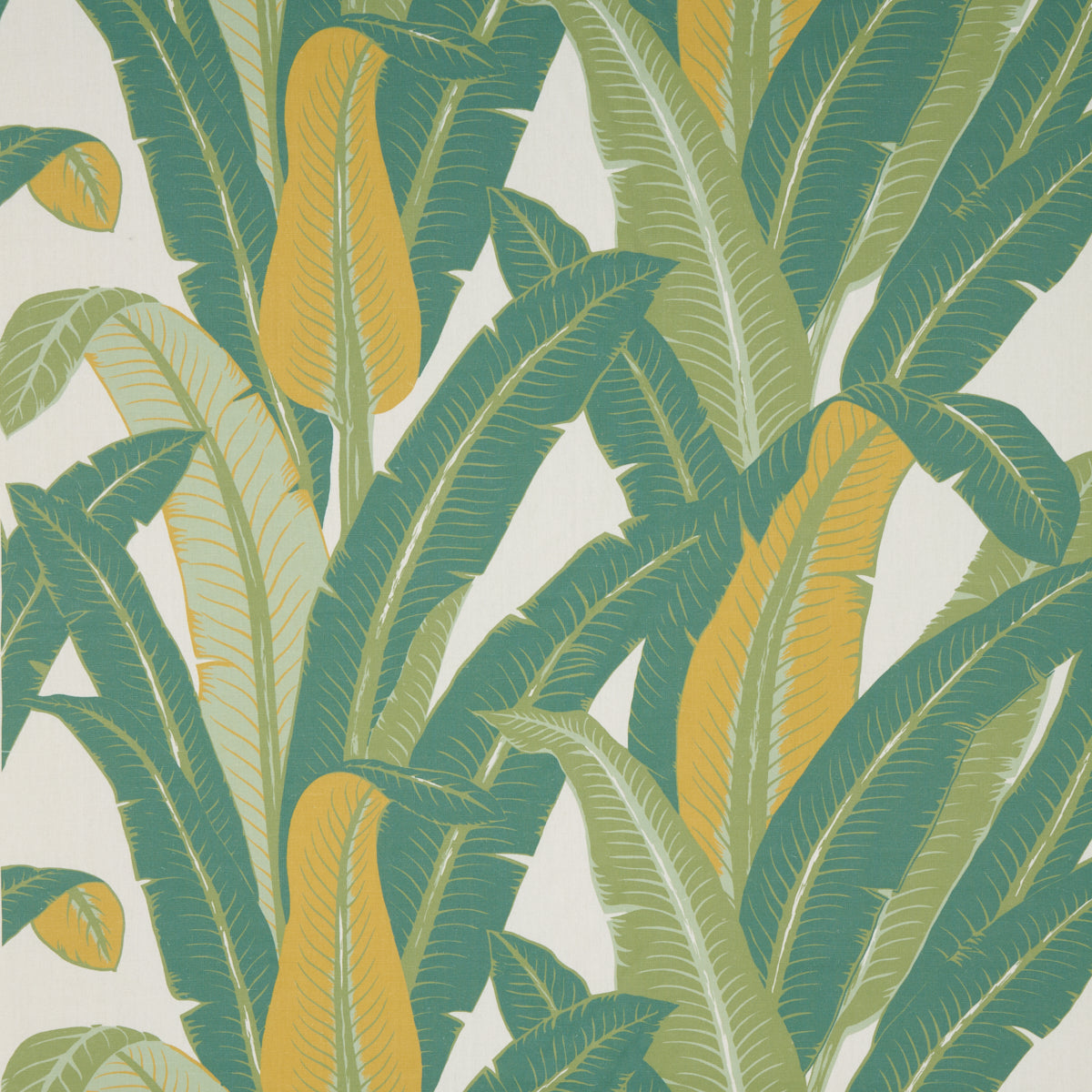 Tropical Isle fabric in green on ivory color - pattern number 180200 - by Schumacher in the Full Bloom collection