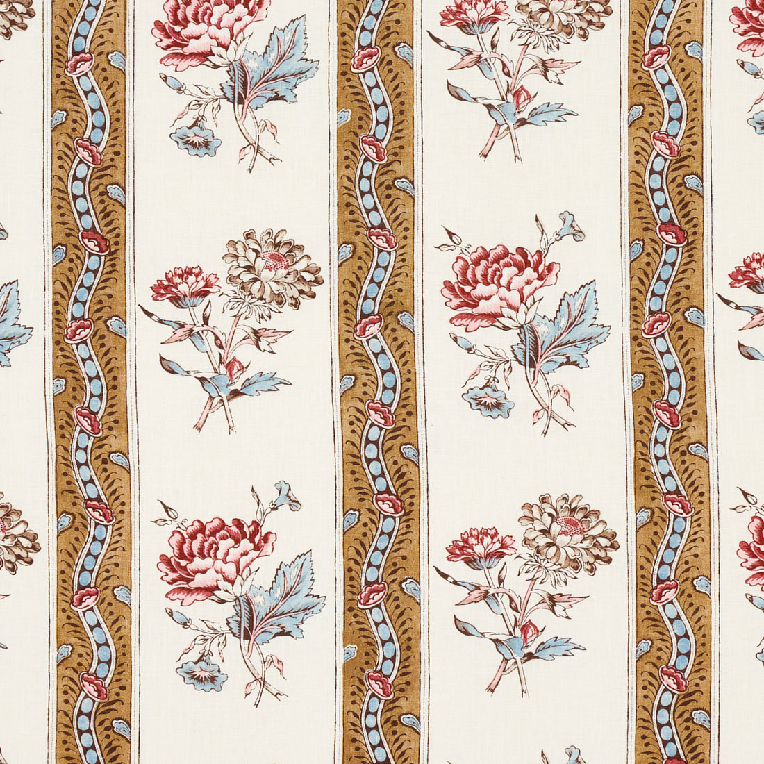 Ariana Floral Stripe fabric in document color - pattern number 180240 - by Schumacher in the Williamsburg collection