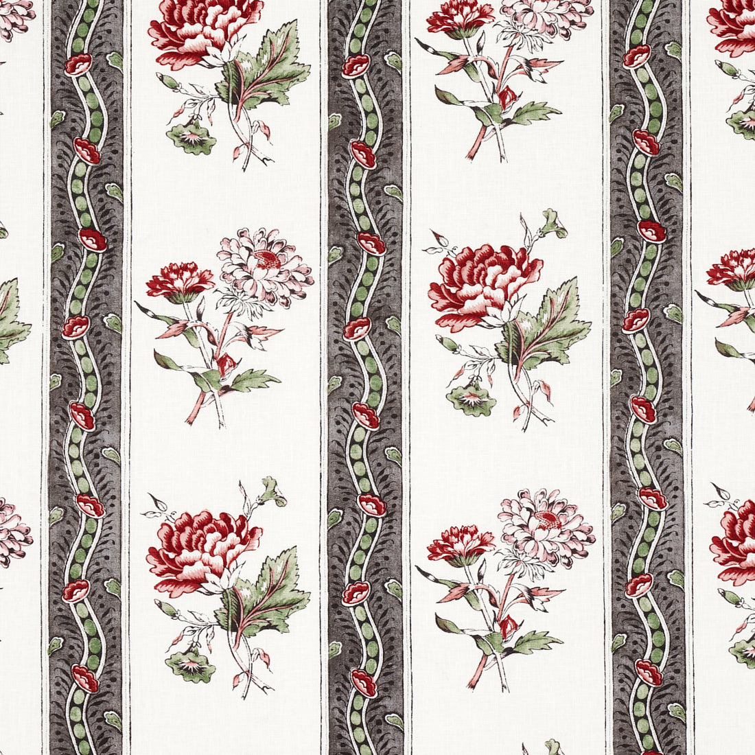 Ariana Floral Stripe fabric in chelsea garden color - pattern number 180242 - by Schumacher in the Williamsburg collection