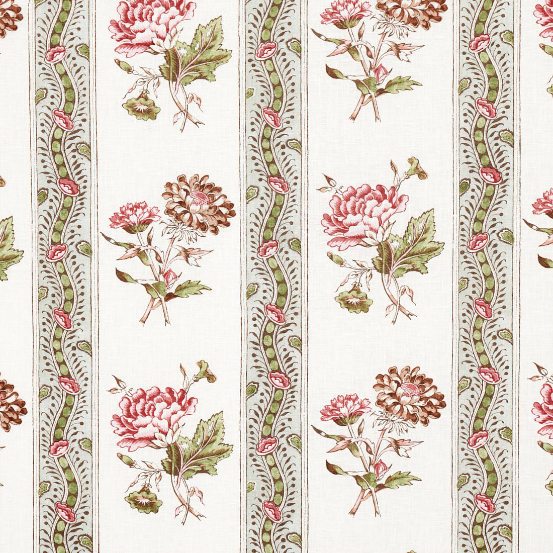 Ariana Floral Stripe fabric in famille rose color - pattern number 180243 - by Schumacher in the Williamsburg collection