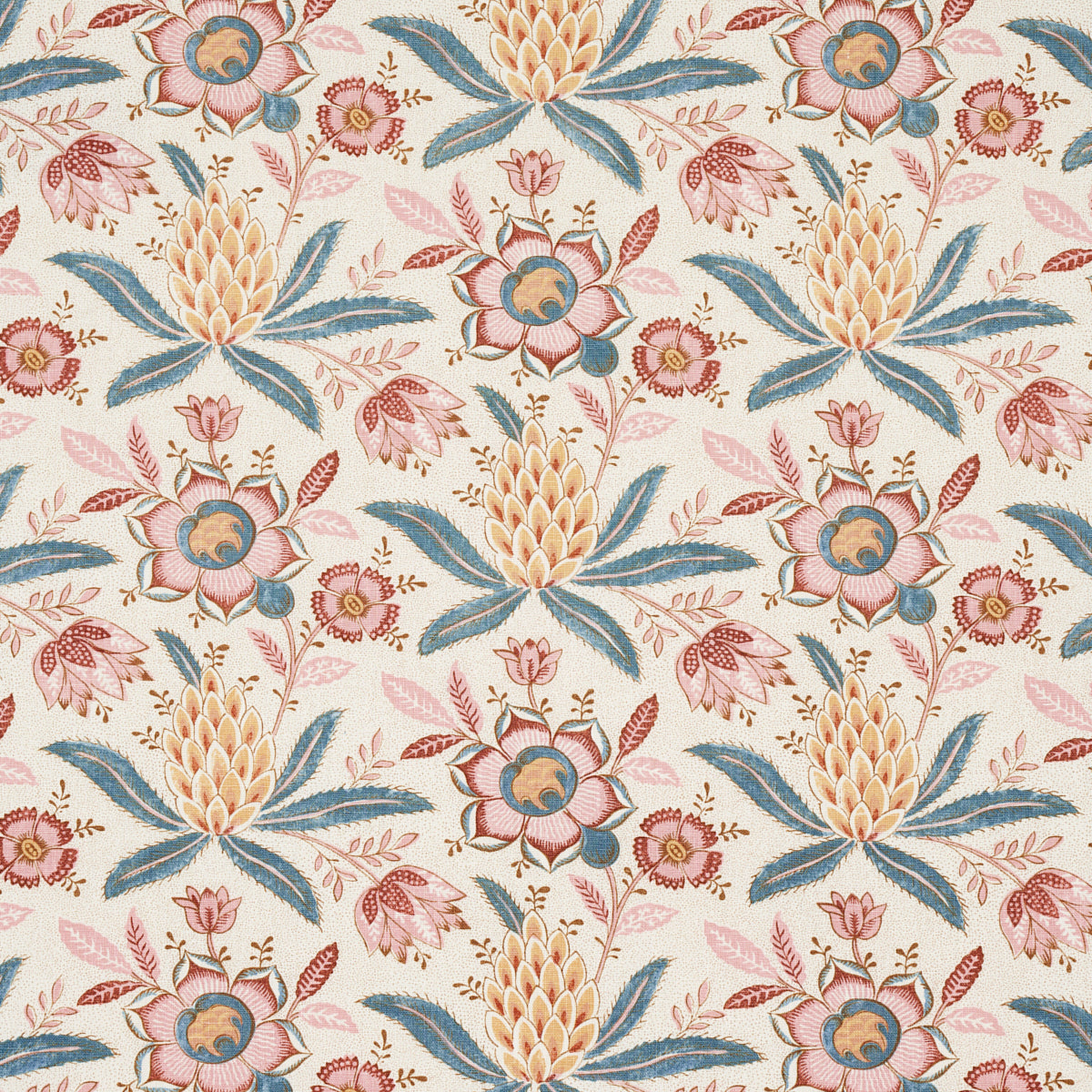 Lafayette Botanical fabric in rosso antico color - pattern number 180252 - by Schumacher in the Williamsburg collection