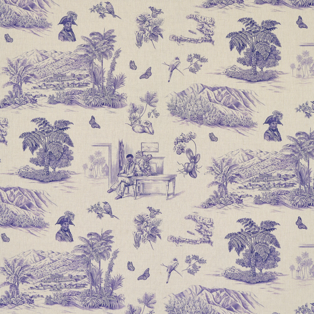 Toussaint Toile fabric in purple color - pattern number 180272 - by Schumacher in the Victor Glemaud collection