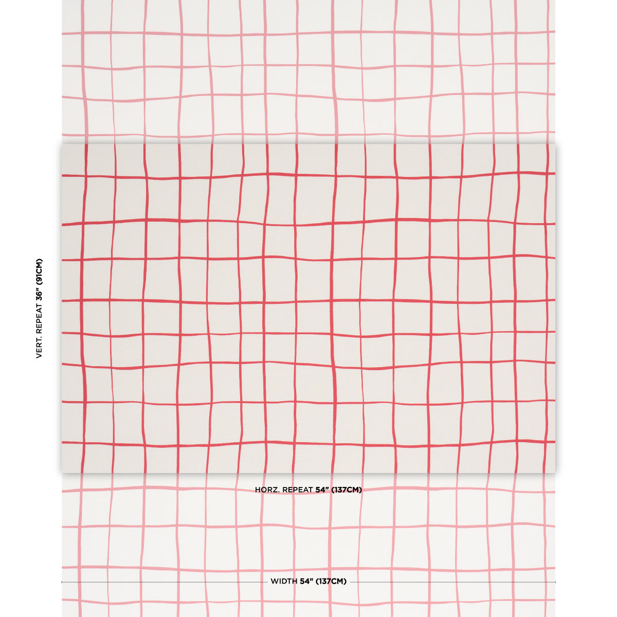 Painterly Windowpane fabric in Red color - pattern number 180293 - by Schumacher in the Stars and Stripes collection