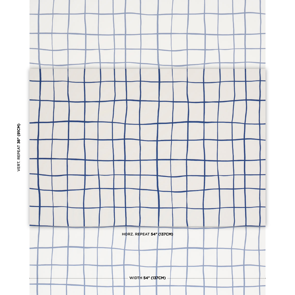 Painterly Windowpane fabric in Navy color - pattern number 180295 - by Schumacher in the Stars and Stripes collection