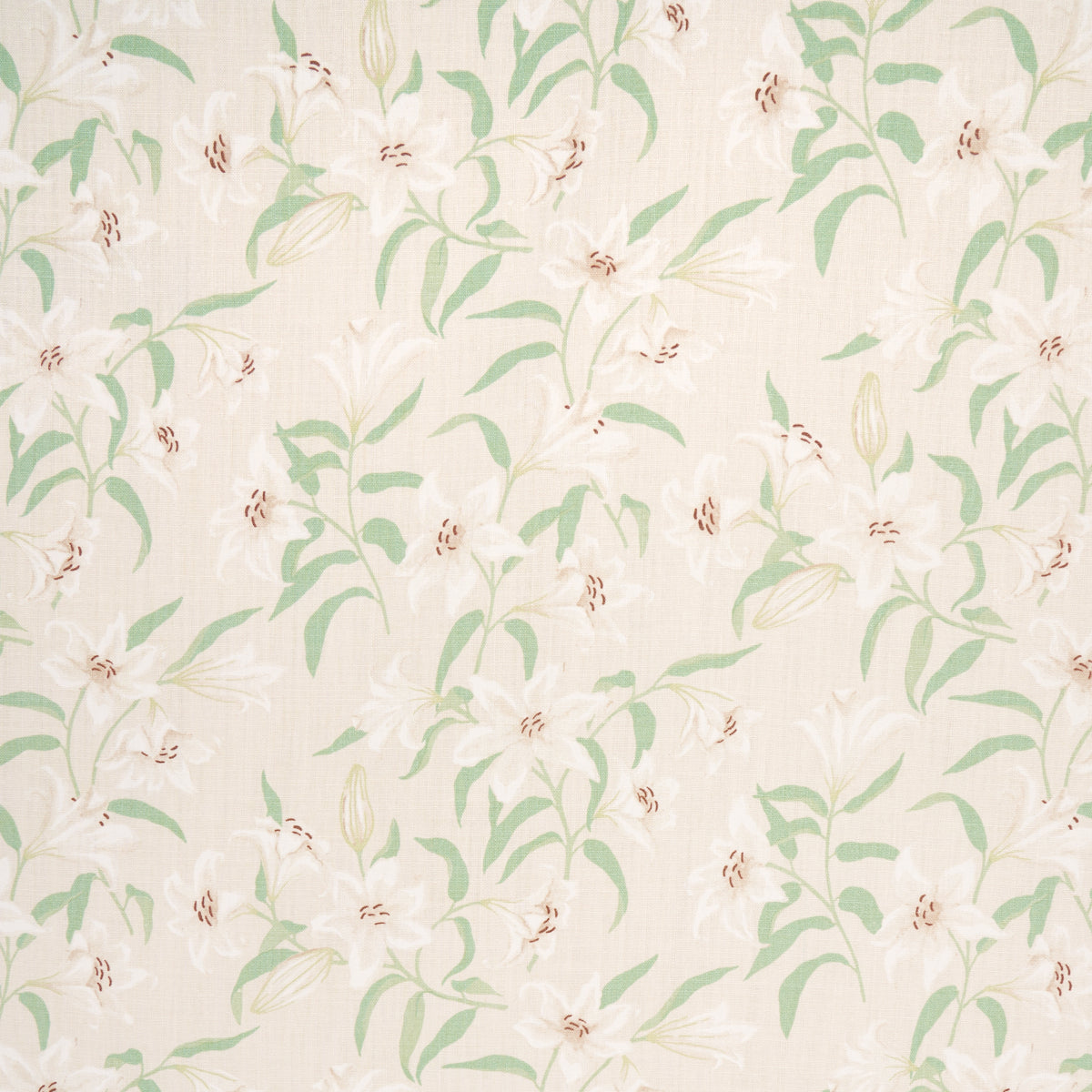 Scattered Lilies fabric in cream color - pattern number 180300 - by Schumacher in the Miles Redd collection
