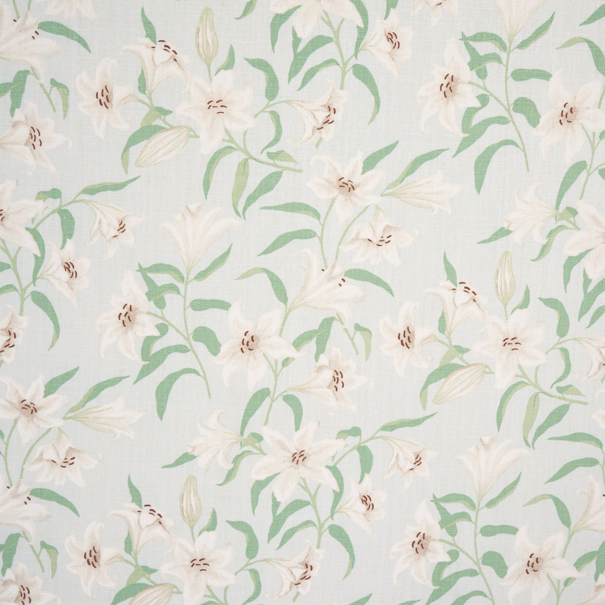Scattered Lilies fabric in sky color - pattern number 180301 - by Schumacher in the Miles Redd collection