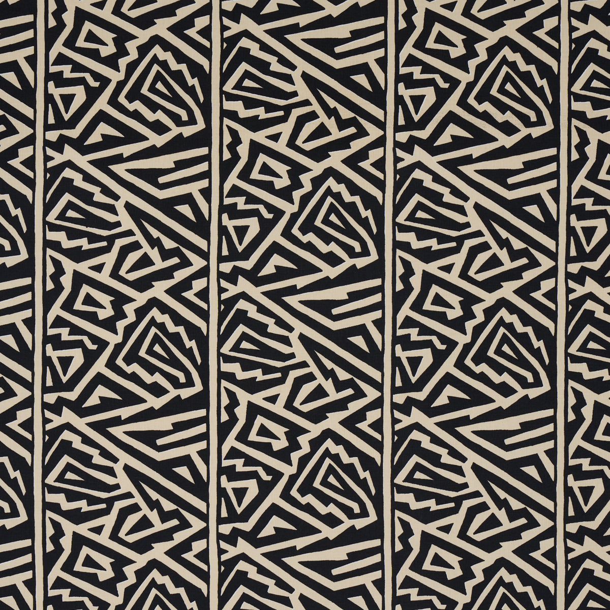 Jagged Maze fabric in black color - pattern number 180320 - by Schumacher in the David Kaihoi collection