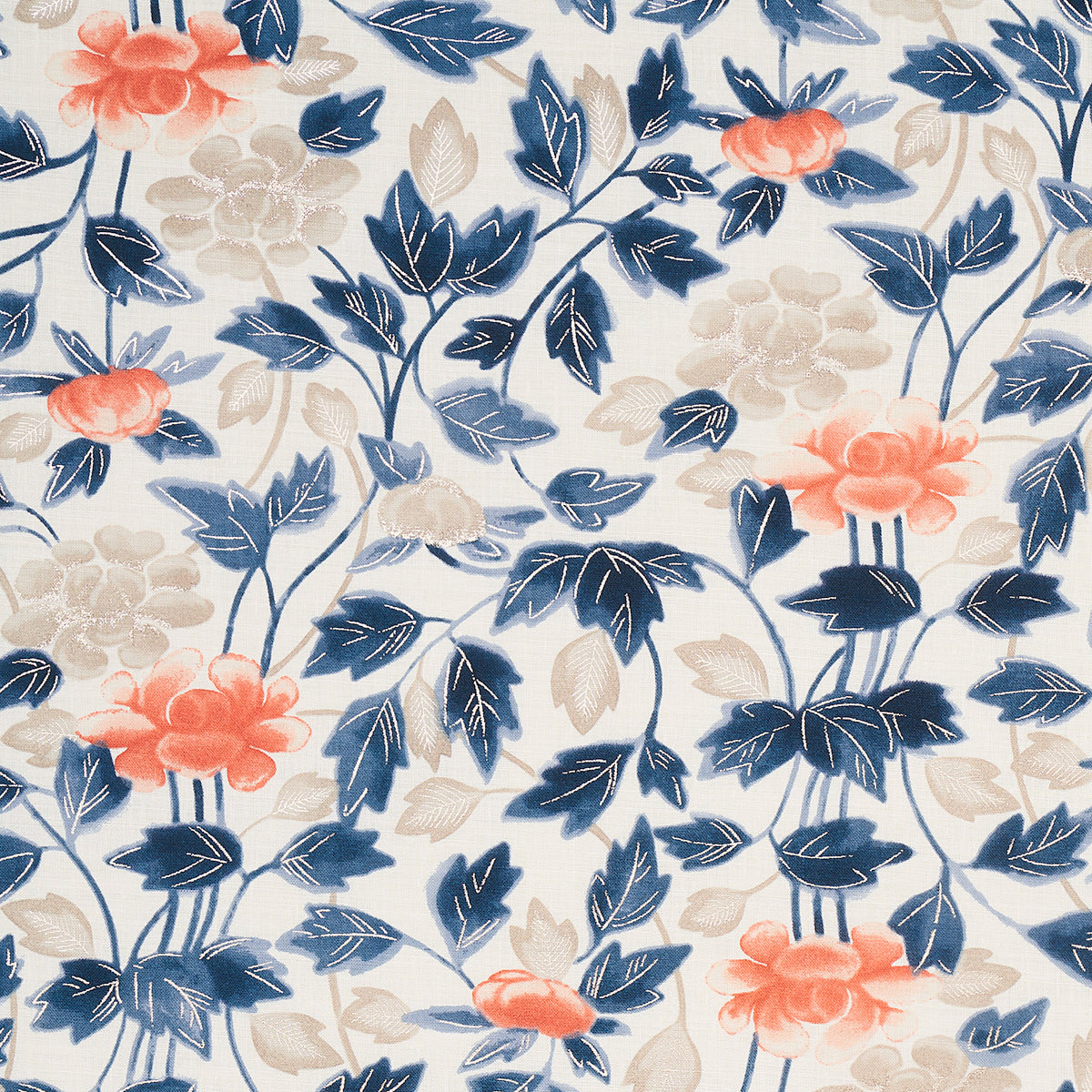Imari fabric in blue ink color - pattern number 180340 - by Schumacher in the Moon River collection