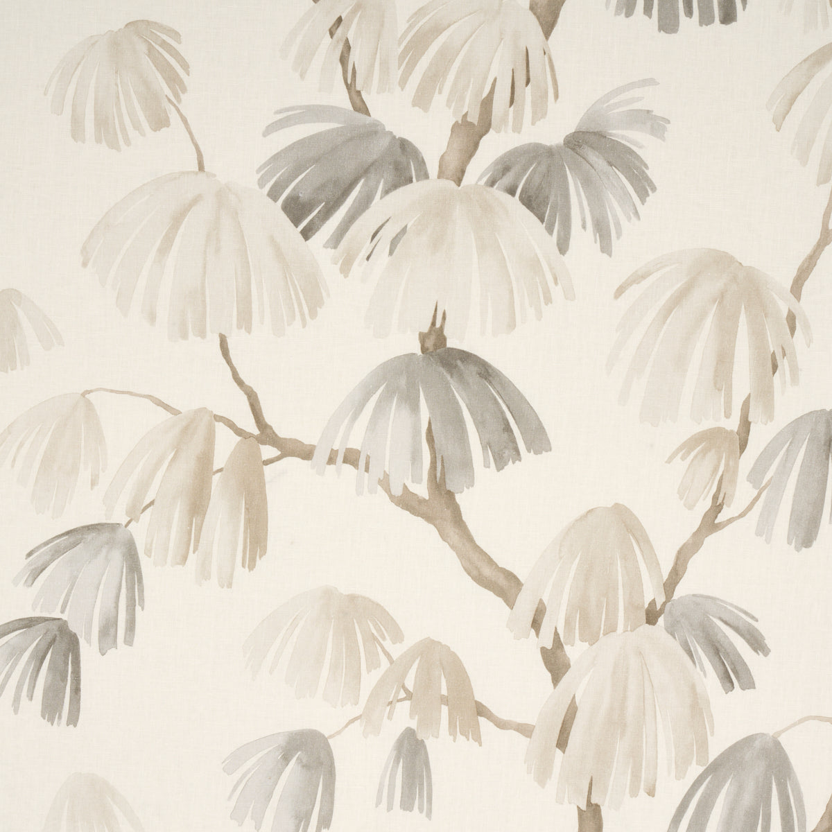Weeping Pine fabric in neutral color - pattern number 180351 - by Schumacher in the David Kaihoi collection