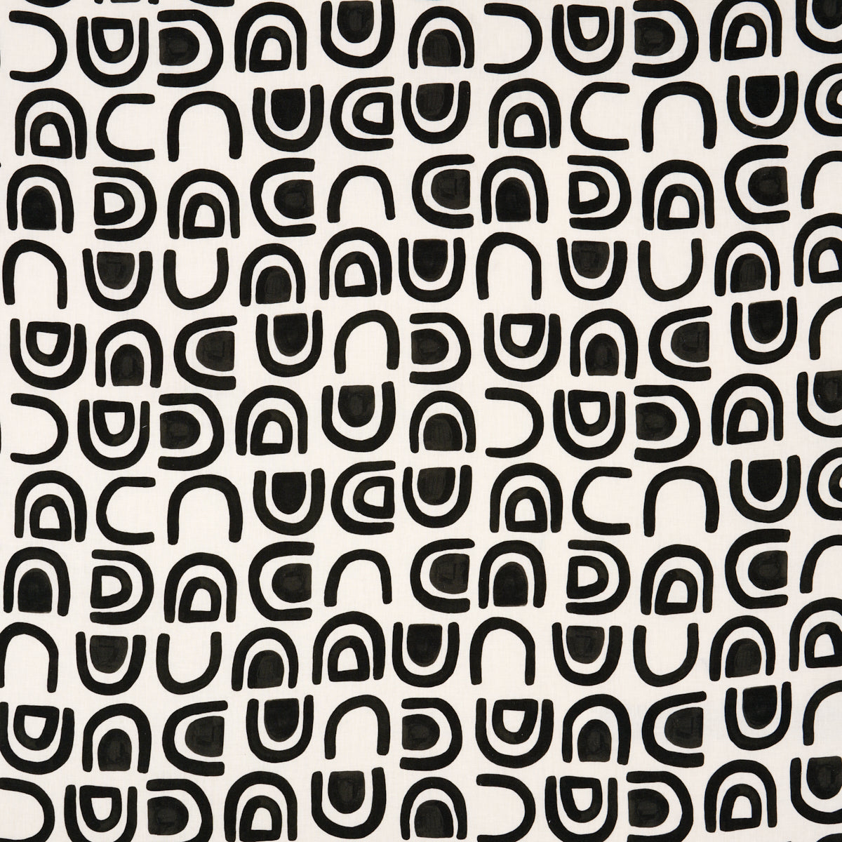Threshold Printed Linen fabric in carbon color - pattern number 180421 - by Schumacher in the New Wave: Black &amp; White collection