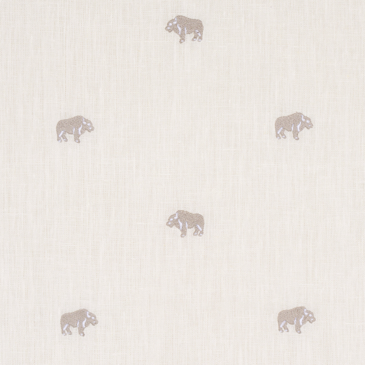 Buffalo Embroidered Linen fabric in ivory color - pattern number 180451 - by Schumacher in the Marie-Chantal collection