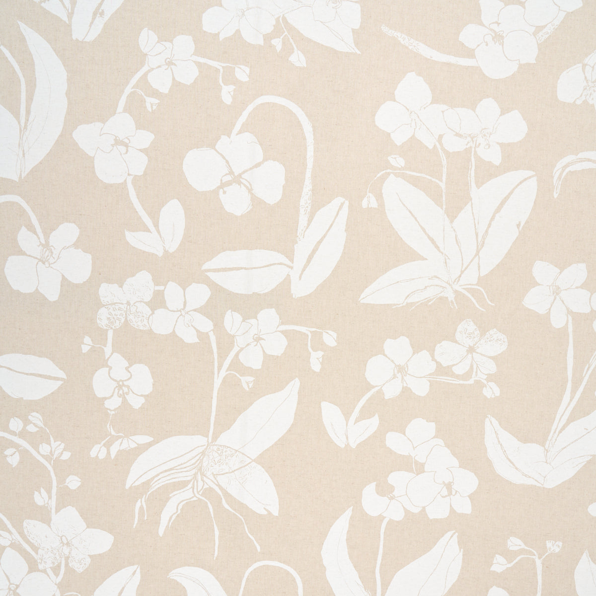 Orchids Have Dreams fabric in light neutral color - pattern number 180511 - by Schumacher in the Hera Ford collection