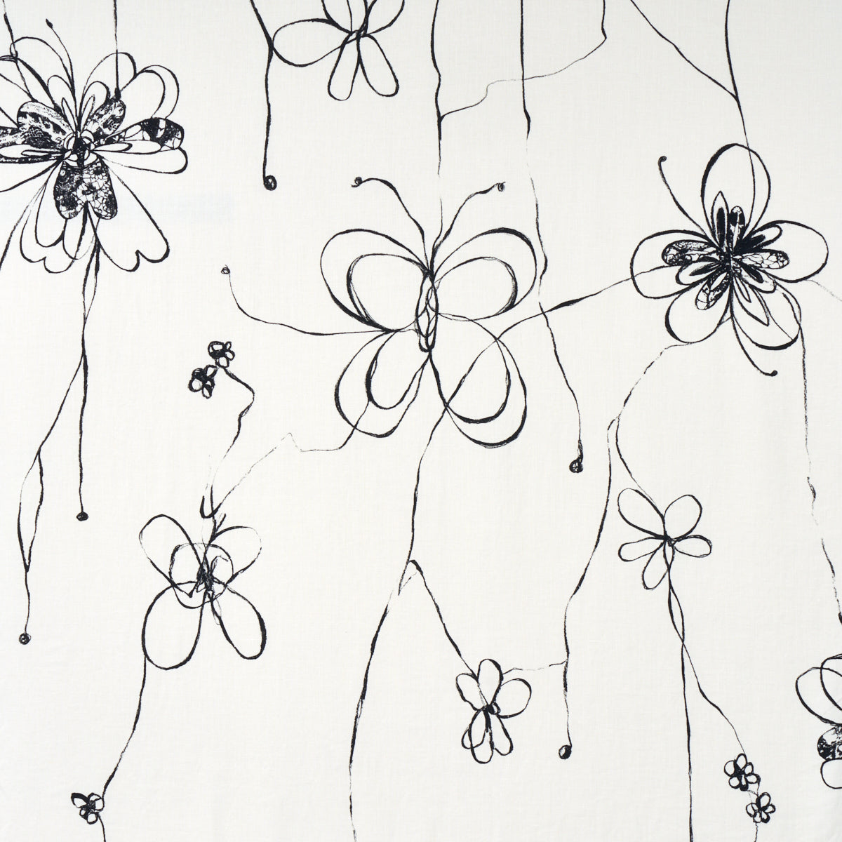 Come Back As A Flower fabric in soft black color - pattern number 180520 - by Schumacher in the Hera Ford collection