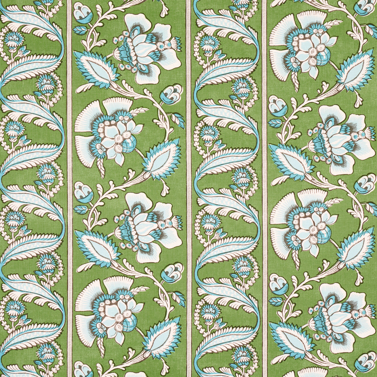 Marielle Vine fabric in green and peacock color - pattern number 180531 - by Schumacher in the New Traditional:  Provencal collection
