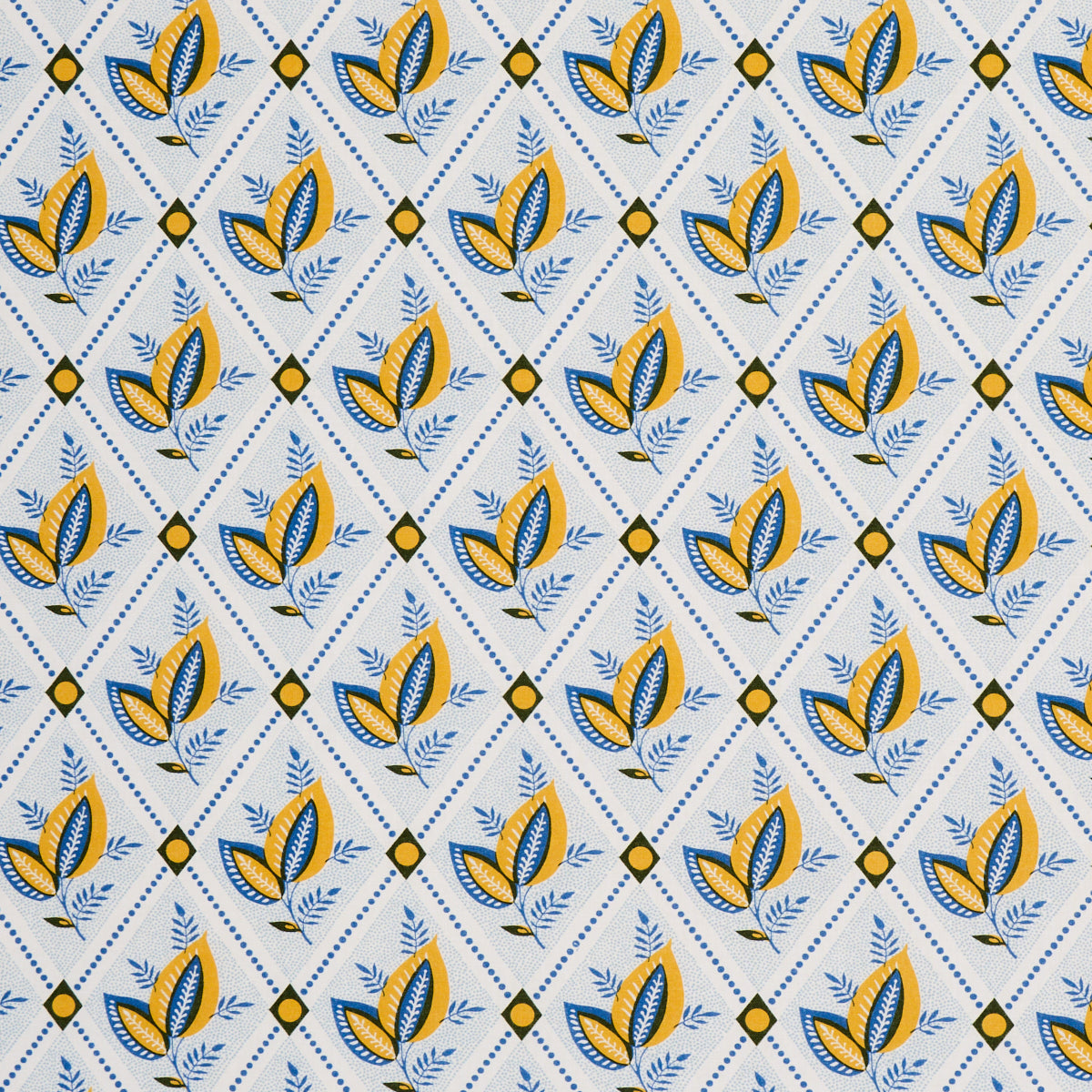 Basile Trellis fabric in yellow and blue color - pattern number 180572 - by Schumacher in the New Traditional:  Provencal collection