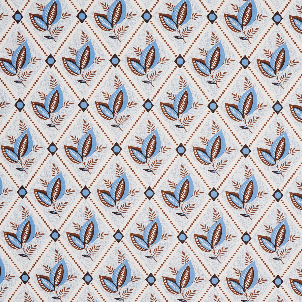 Basile Trellis fabric in delft and sepia color - pattern number 180573 - by Schumacher in the New Traditional:  Provencal collection