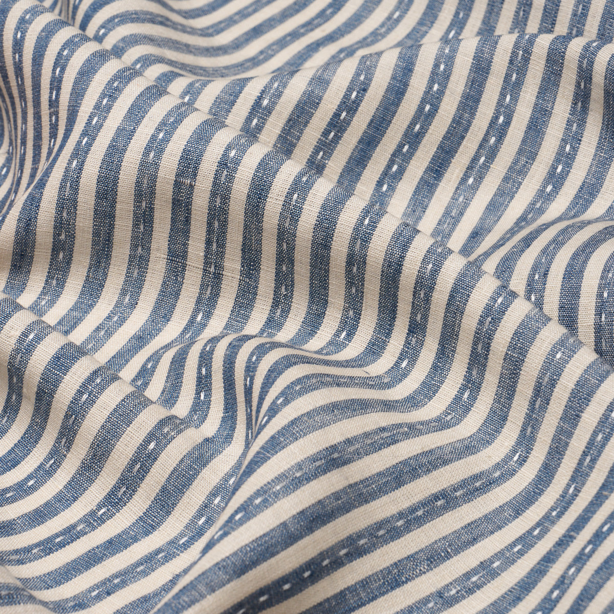 Mathis Ticking Stripe fabric in indigo color - pattern number 180593 - by Schumacher in the A Country Life collection
