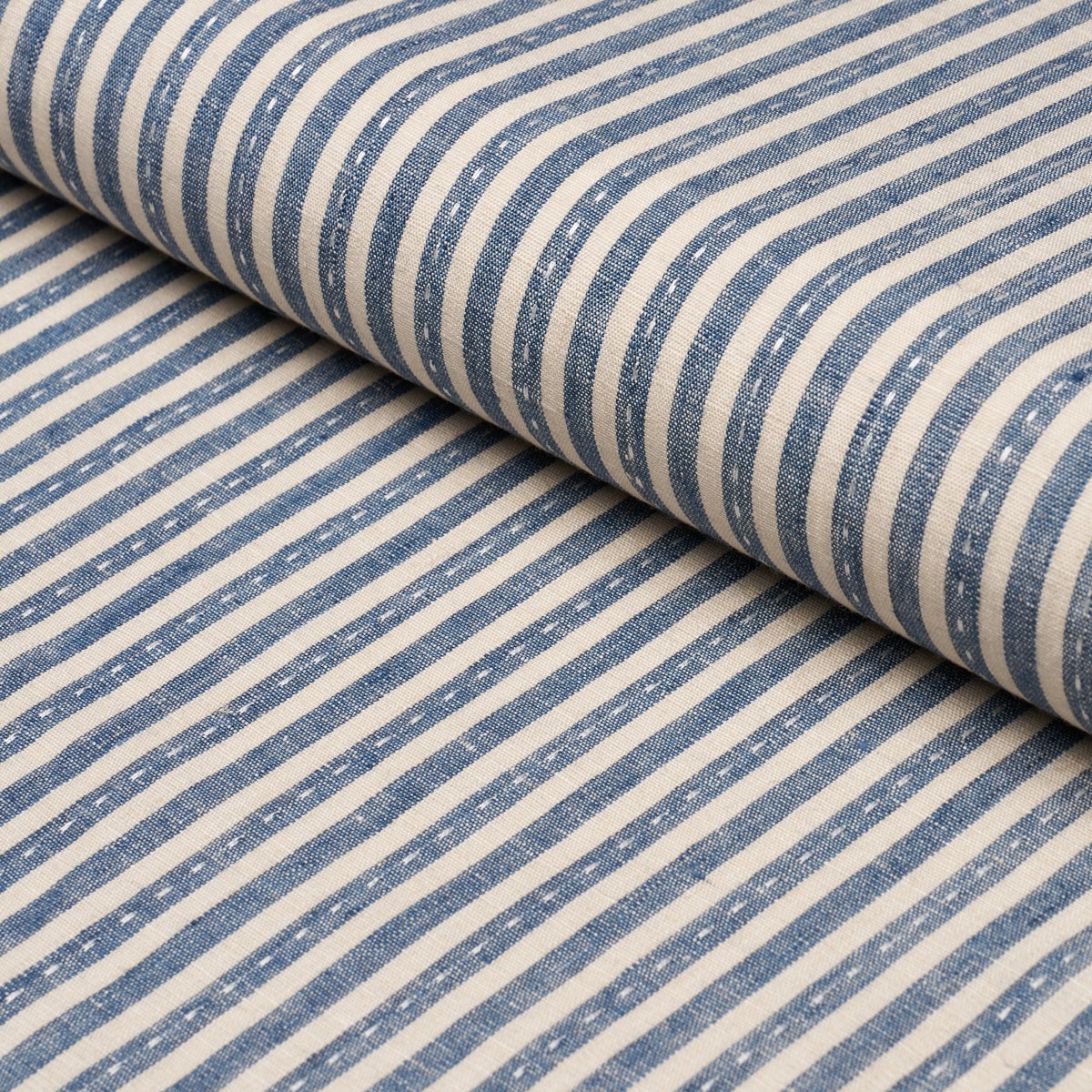 Mathis Ticking Stripe fabric in indigo color - pattern number 180593 - by Schumacher in the A Country Life collection