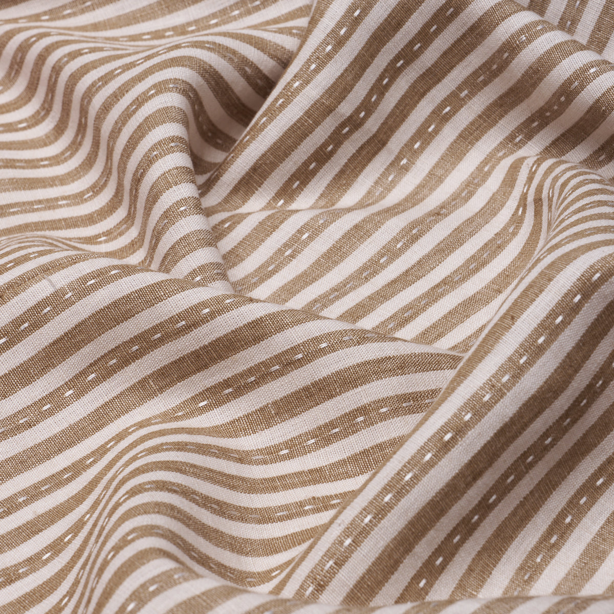 Mathis Ticking Stripe fabric in flax color - pattern number 180594 - by Schumacher in the A Country Life collection