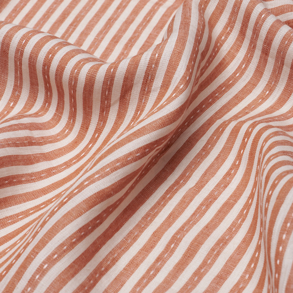 Mathis Ticking Stripe fabric in spice color - pattern number 180595 - by Schumacher in the A Country Life collection