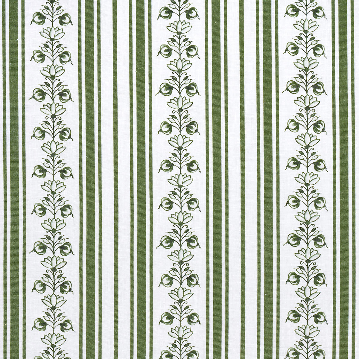 Delft Stripe fabric in green color - pattern number 180661 - by Schumacher in the Marie-Anne Oudejans collection