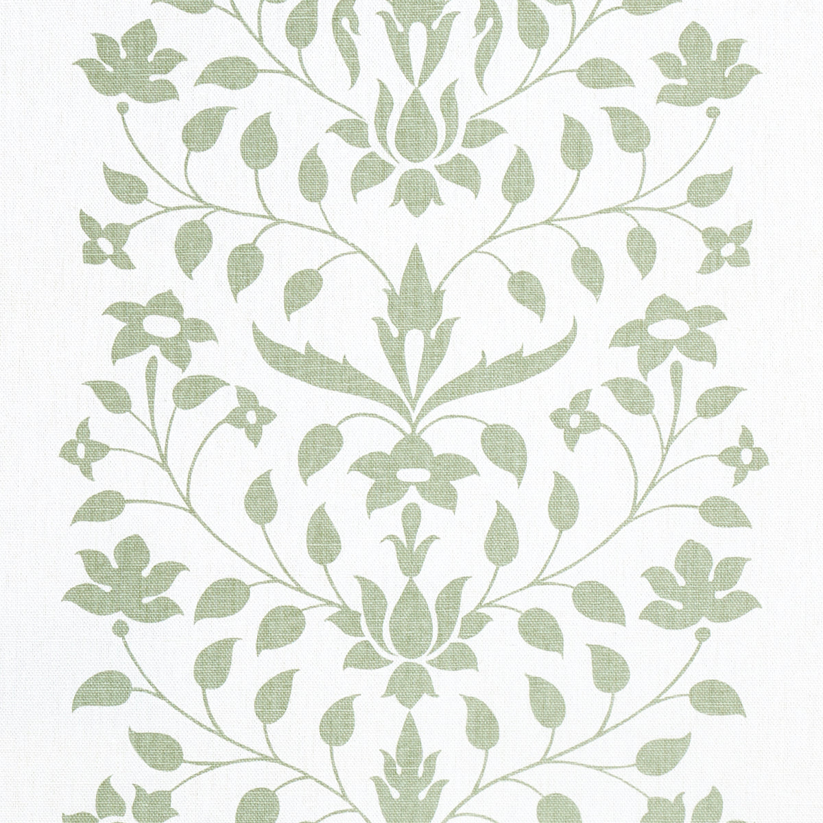 Jaipur Mughal Flower fabric in green color - pattern number 180680 - by Schumacher in the Marie-Anne Oudejans collection