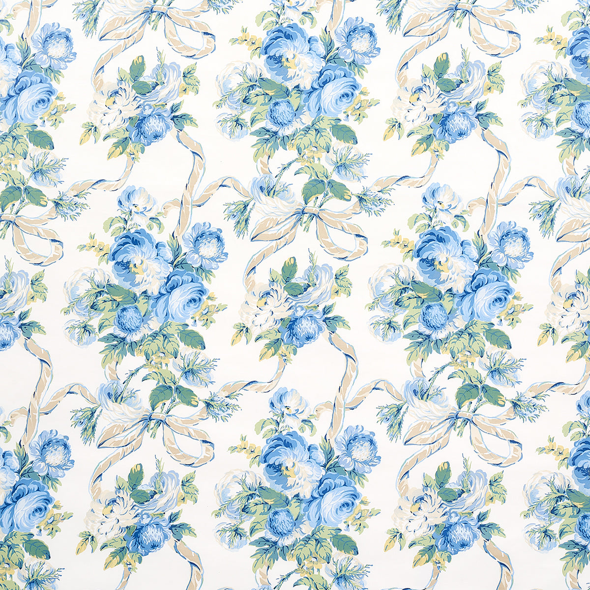 Queenies Floral Chintz fabric in porcelain color - pattern number 180810 - by Schumacher in the New Old-Fashioned collection