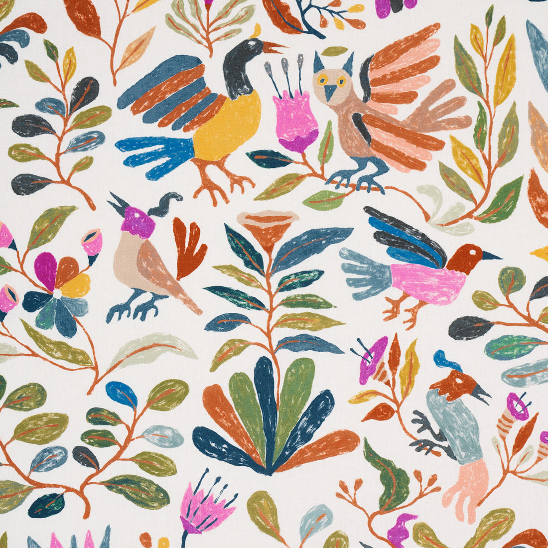 Canopy fabric in multi birds color - pattern number 180850 - by Schumacher in the Abel Macias collection