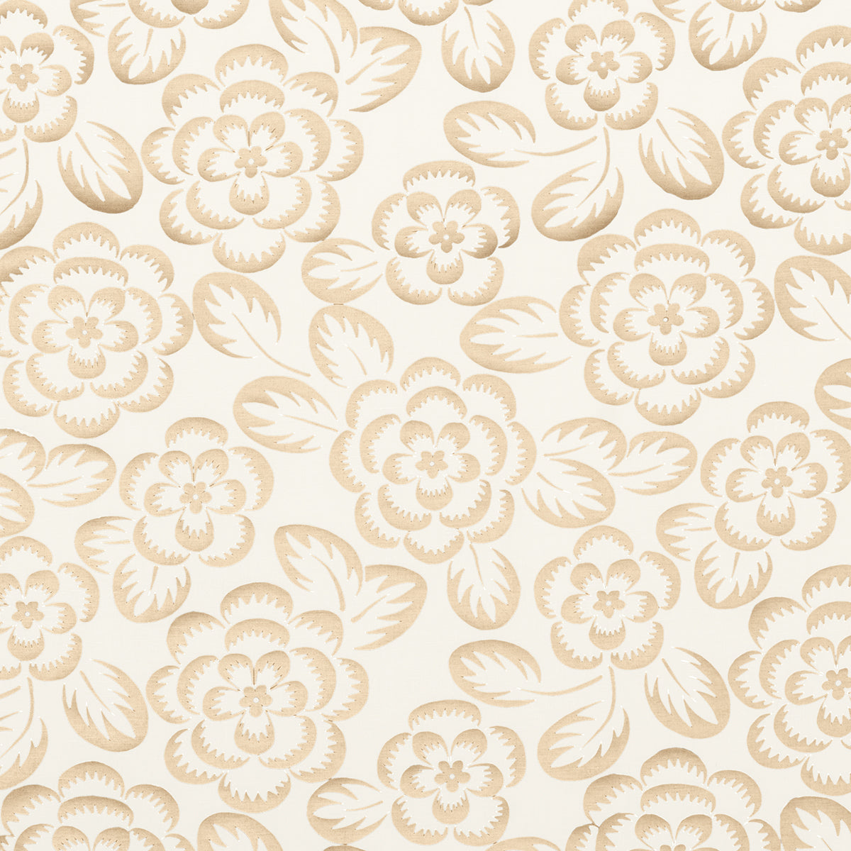 Angelica Floral fabric in champagne and ivory color - pattern number 180870 - by Schumacher in the Regine collection