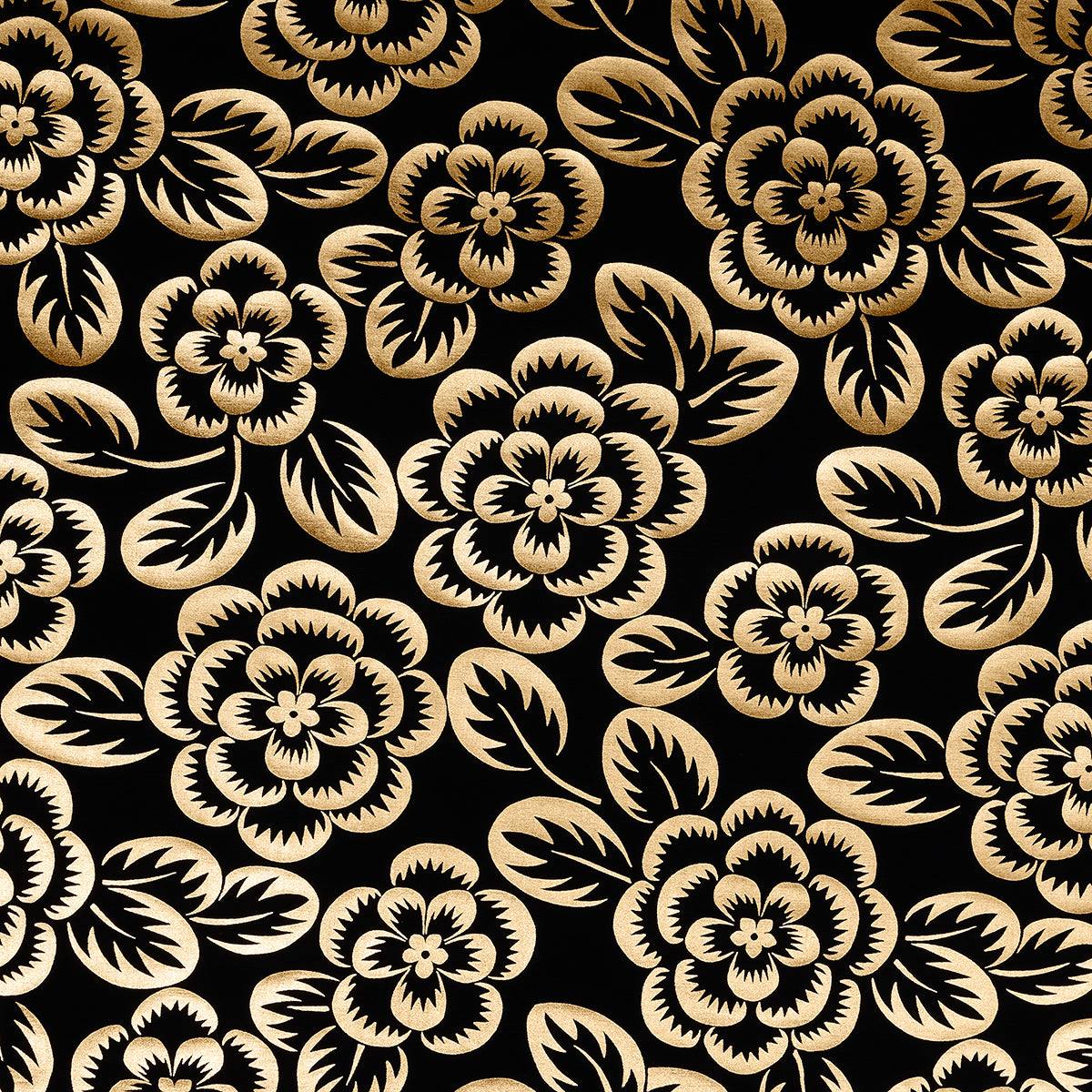 Angelica Floral fabric in gold and noir color - pattern number 180871 - by Schumacher in the Regine collection