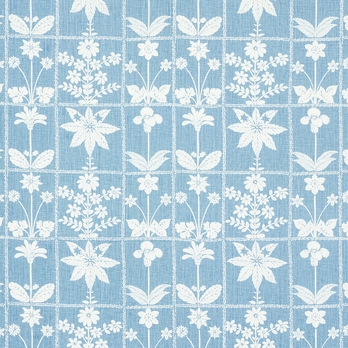 Georgia Wildflowers fabric in blue color - pattern number 180892 - by Schumacher in the Folly Cove collection