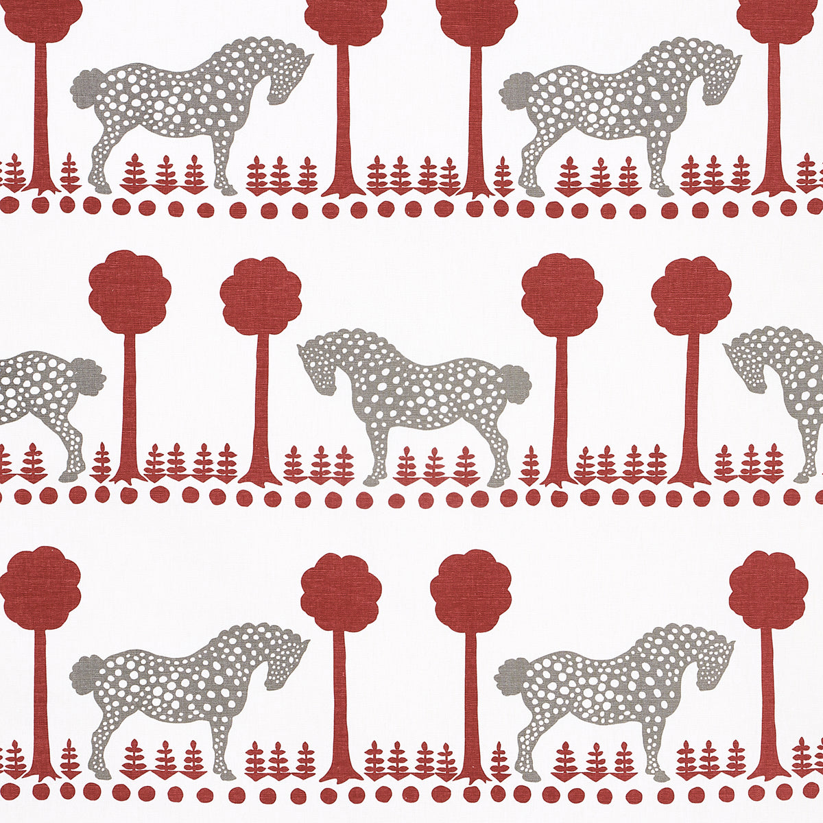 Polka Dot Pony fabric in red color - pattern number 180903 - by Schumacher in the Folly Cove collection