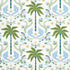 Island Palm Indoor Outdoor fabric in blue and green color - pattern number 180980 - by Schumacher in the Isola Indoor/Outdoor collection