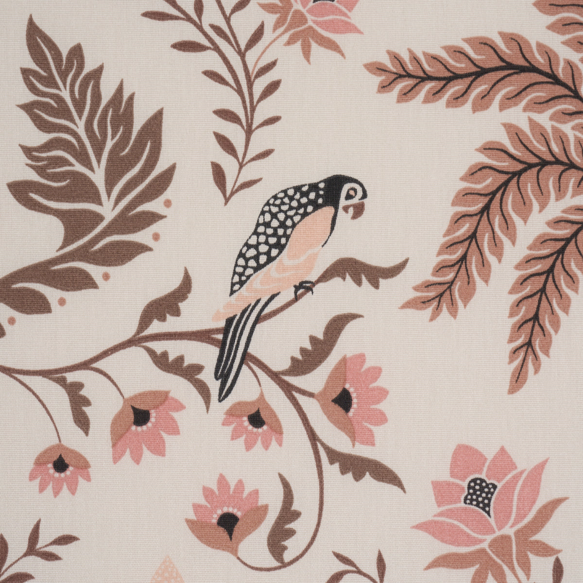 Island Palm Indoor/outdoor fabric in Peach &amp; Brown color - pattern number 180982 - by Schumacher in the Perennial Favorites collection