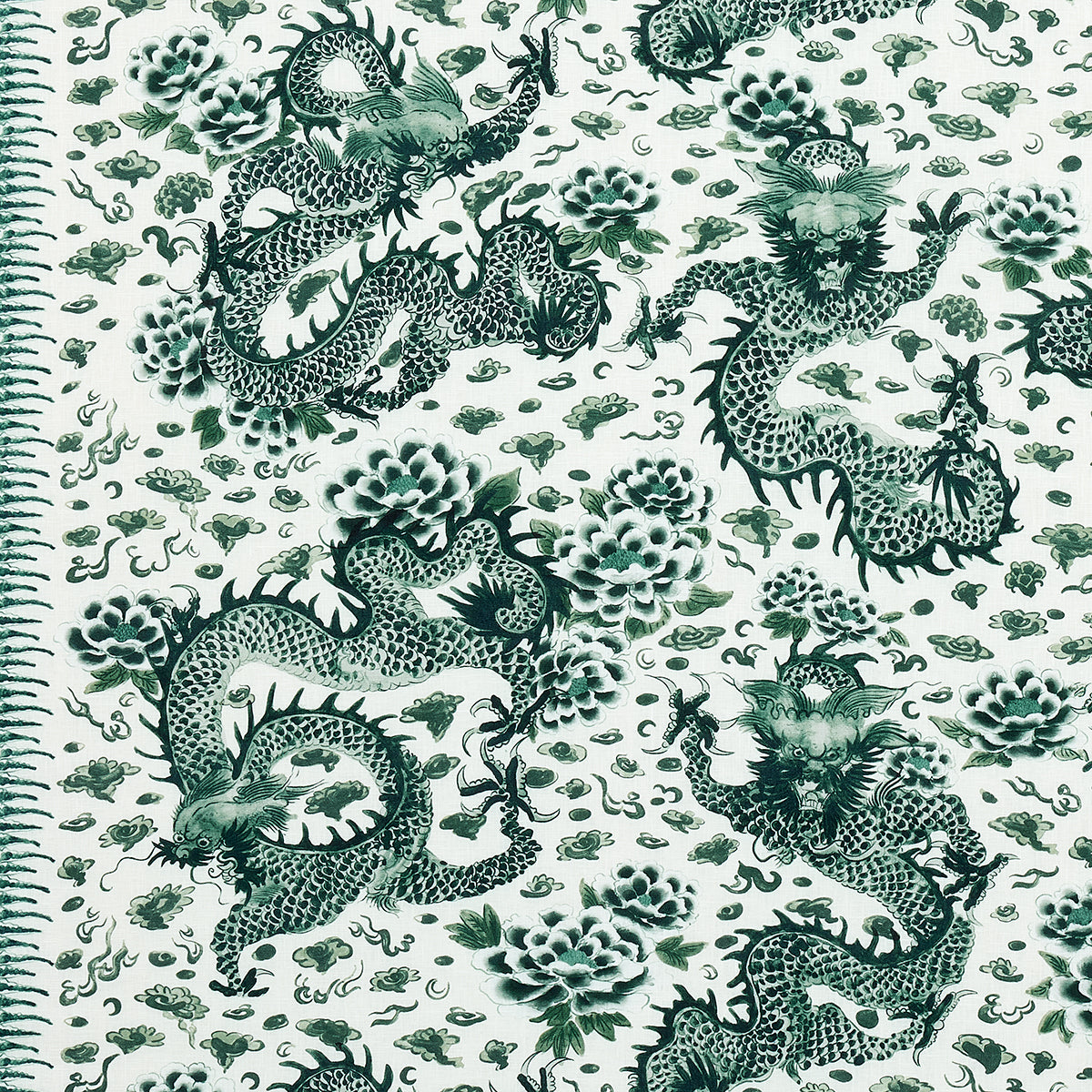 Empress Dragon fabric in emerald color - pattern number 181031 - by Schumacher in the Mary Mcdonald collection