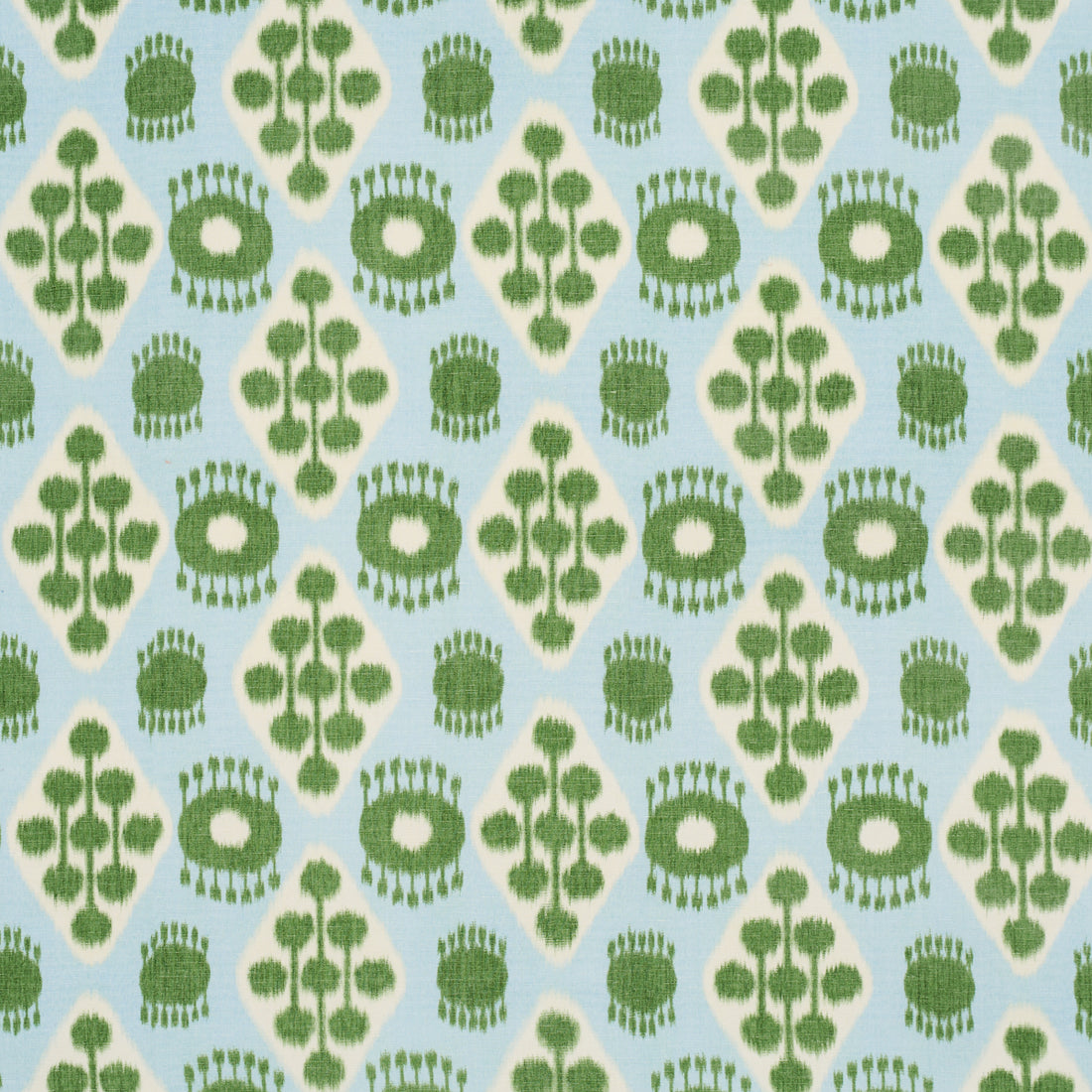 Hamilton Ikat fabric in blue and leaf color - pattern number 181300 - by Schumacher in the Ikat Collection collection