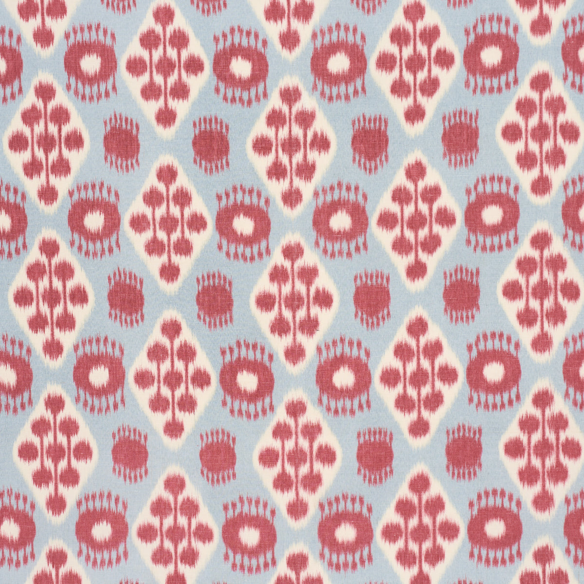 Hamilton Ikat fabric in sky and cherry color - pattern number 181301 - by Schumacher in the Ikat Collection collection