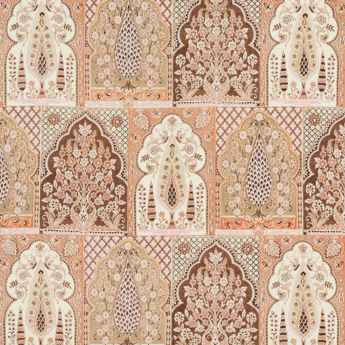 Barra Palace fabric in brown and spice color - pattern number 181310 - by Schumacher in the Jacaranda collection