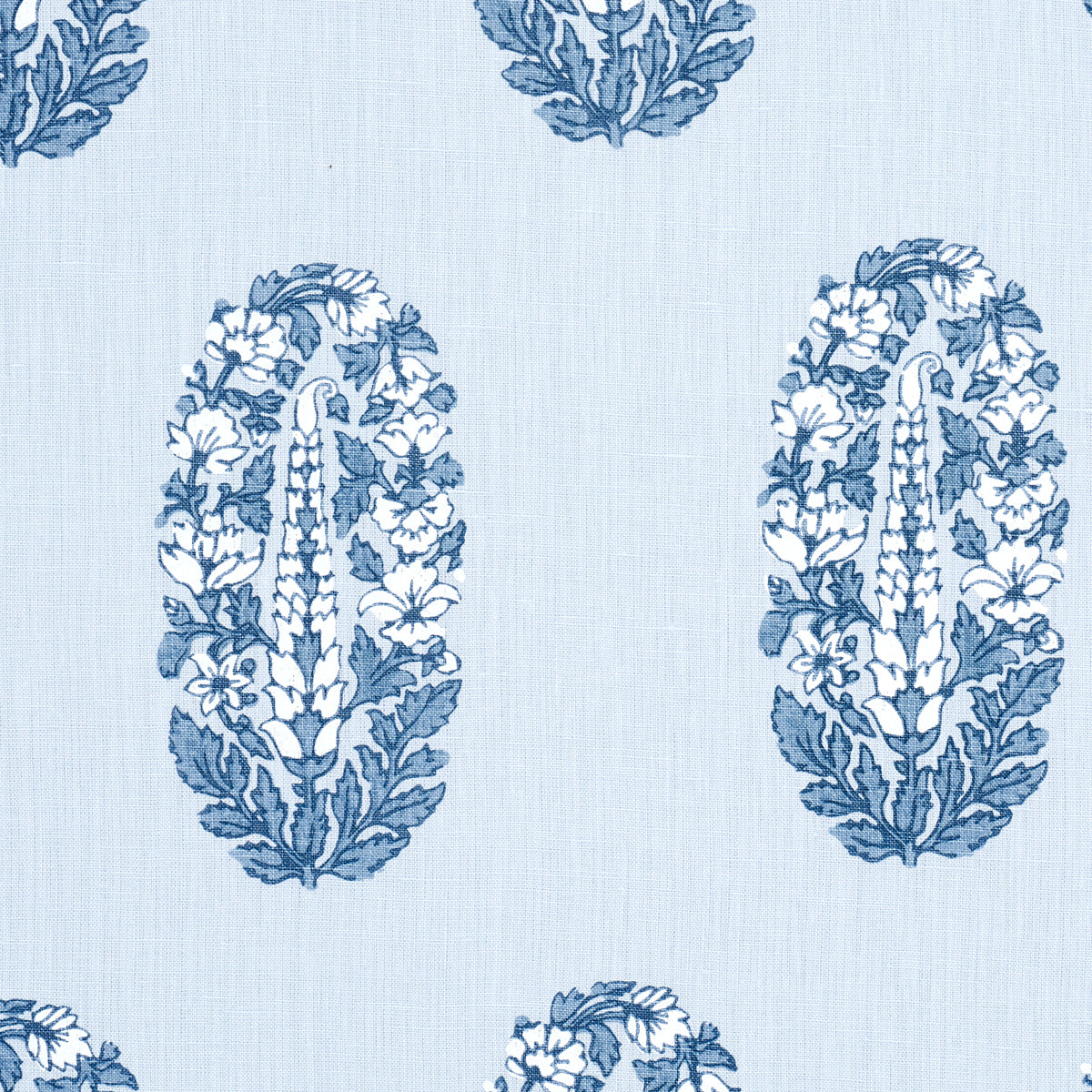 Askandra Flower fabric in chambray color - pattern number 181360 - by Schumacher in the Jacaranda collection