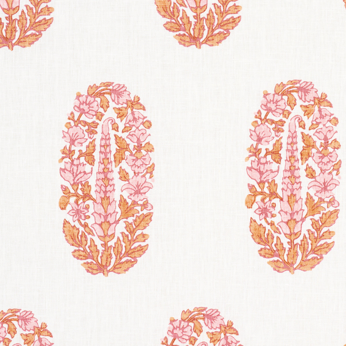 Askandra Flower fabric in tangerine color - pattern number 181362 - by Schumacher in the Jacaranda collection