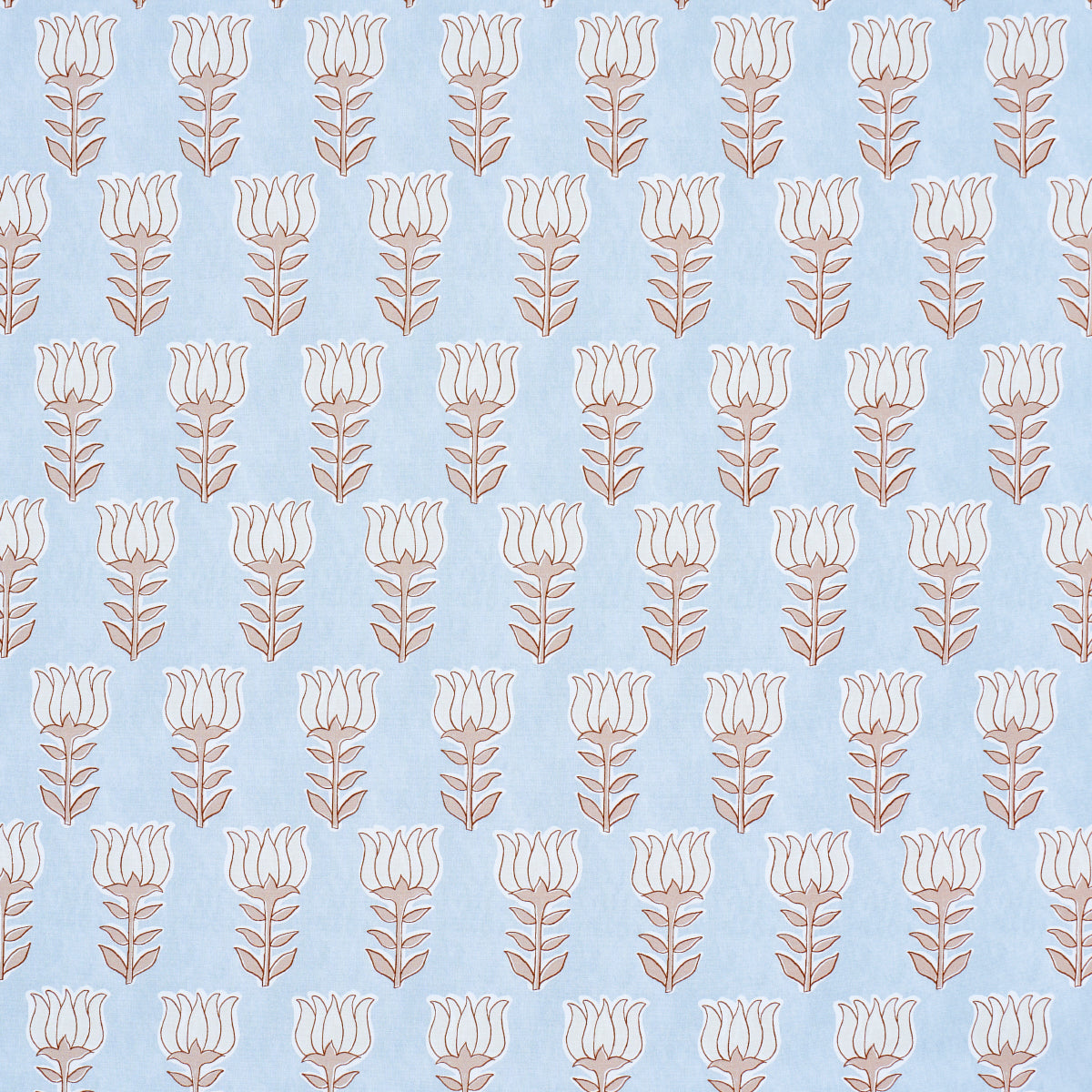 Mia Tulip fabric in sky and sand color - pattern number 181390 - by Schumacher in the Jacaranda collection