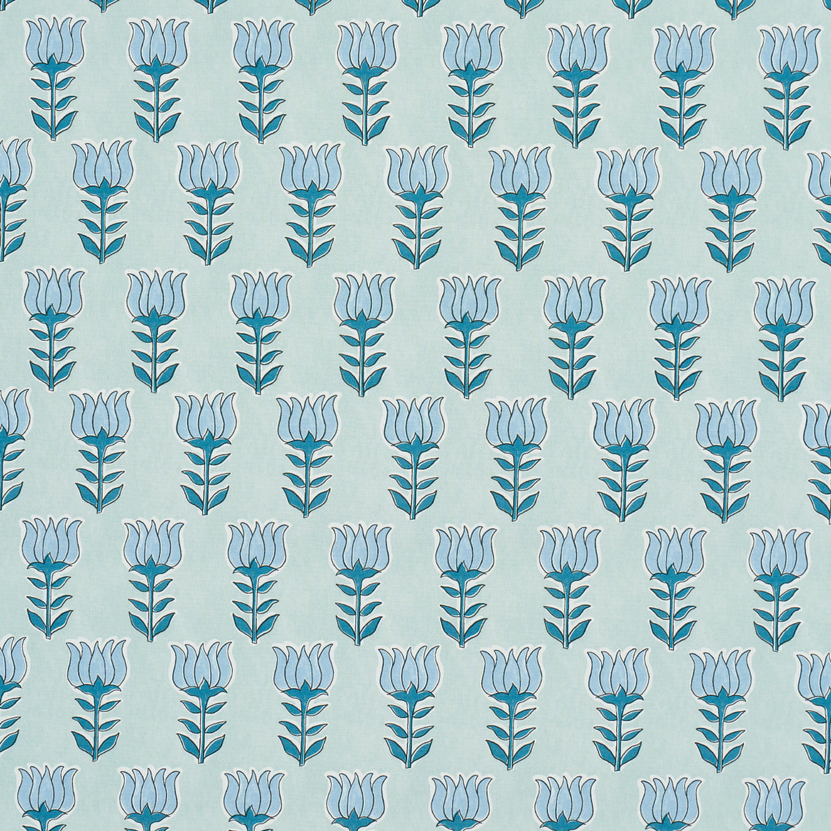 Mia Tulip fabric in mineral and blue color - pattern number 181391 - by Schumacher in the Jacaranda collection
