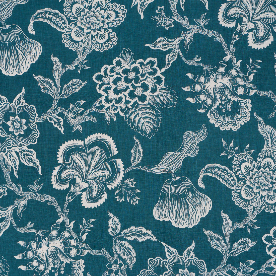 Hothouse Flowers Silhouette fabric in peacock color - pattern number 181480 - by Schumacher in the Celerie Kemble collection