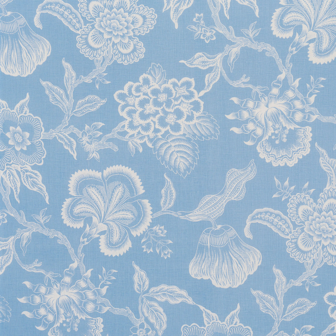 Hothouse Flowers Silhouette fabric in bliss blue color - pattern number 181481 - by Schumacher in the Celerie Kemble collection