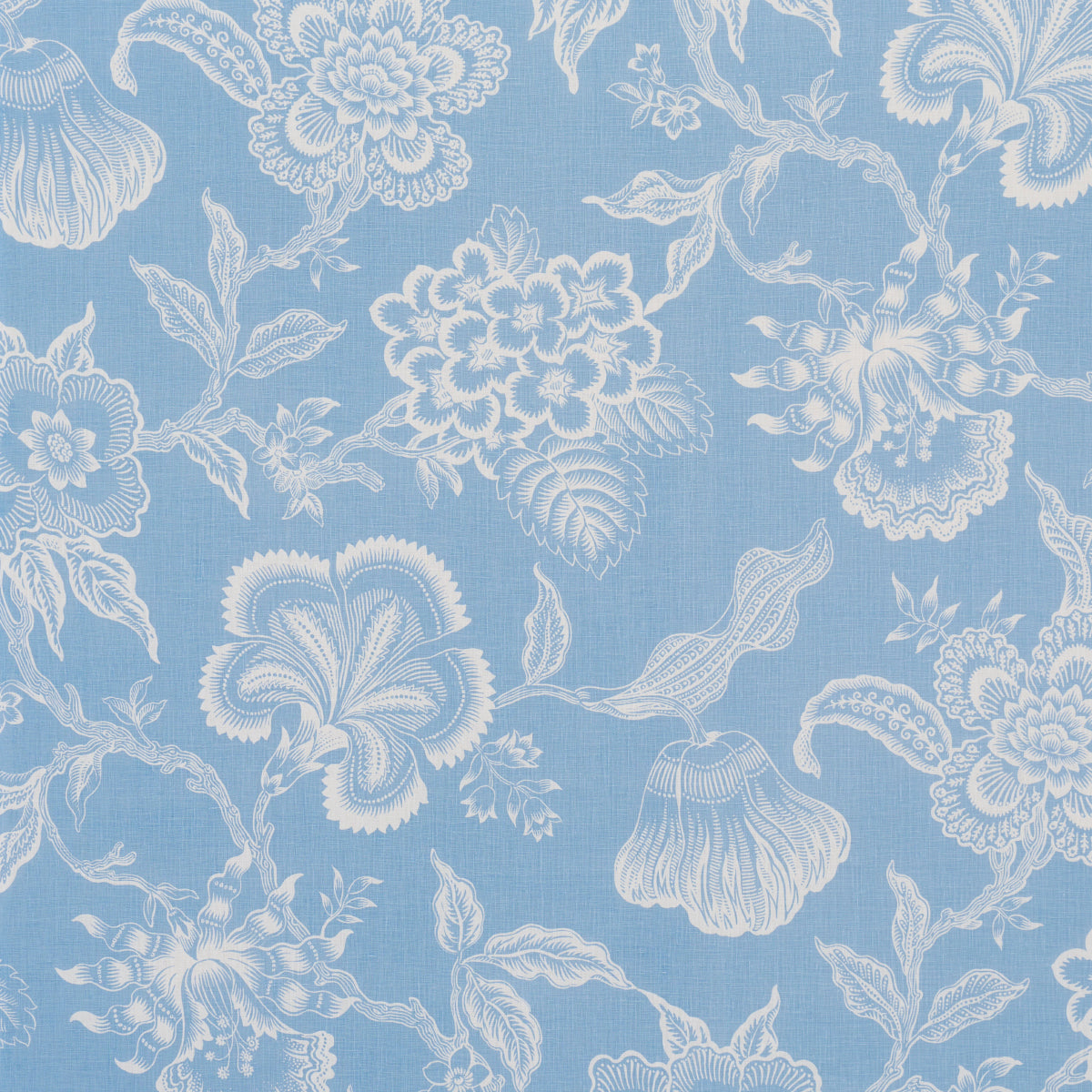 Hothouse Flowers Silhouette fabric in bliss blue color - pattern number 181481 - by Schumacher in the Celerie Kemble collection