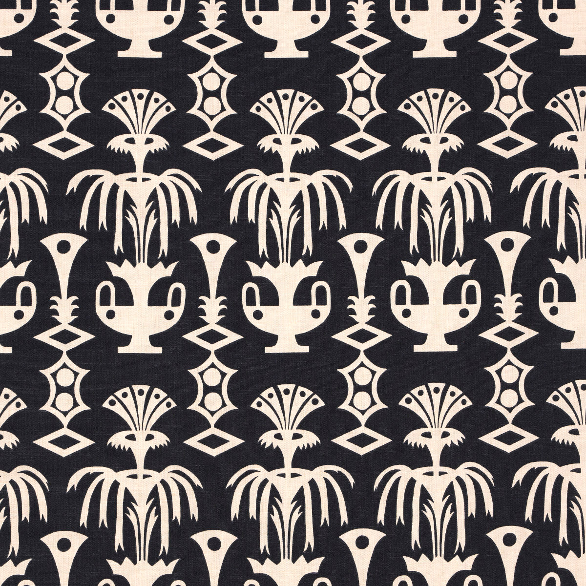 Fountain Grass fabric in black color - pattern number 181502 - by Schumacher in the Drusus Tabor collection