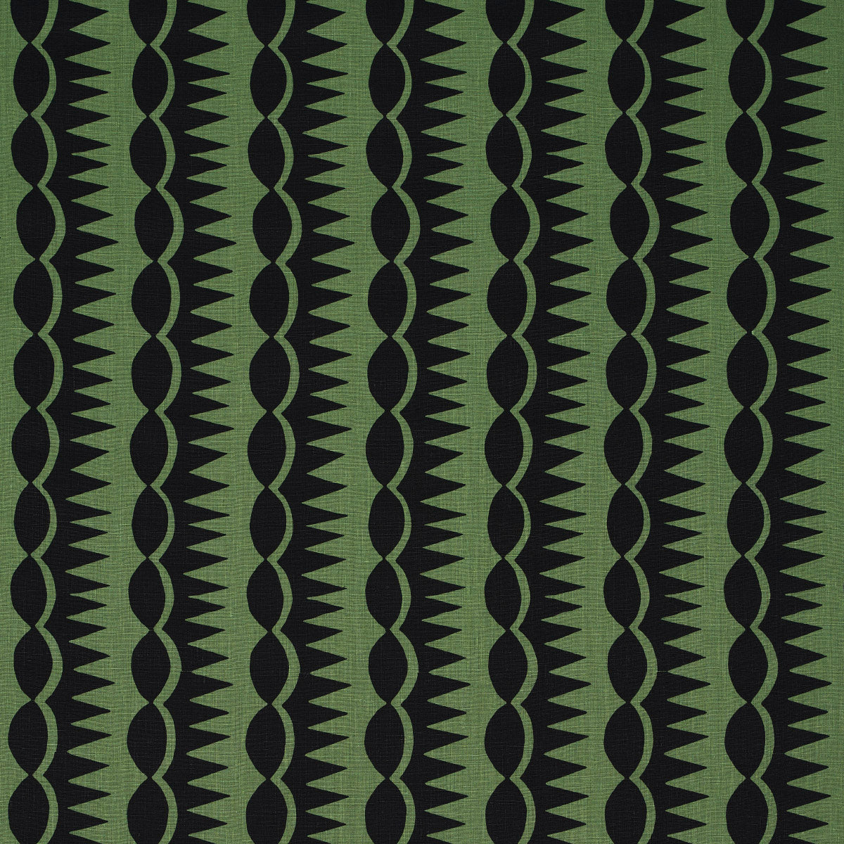 Dagger Stripe fabric in black on green color - pattern number 181532 - by Schumacher in the Drusus Tabor collection