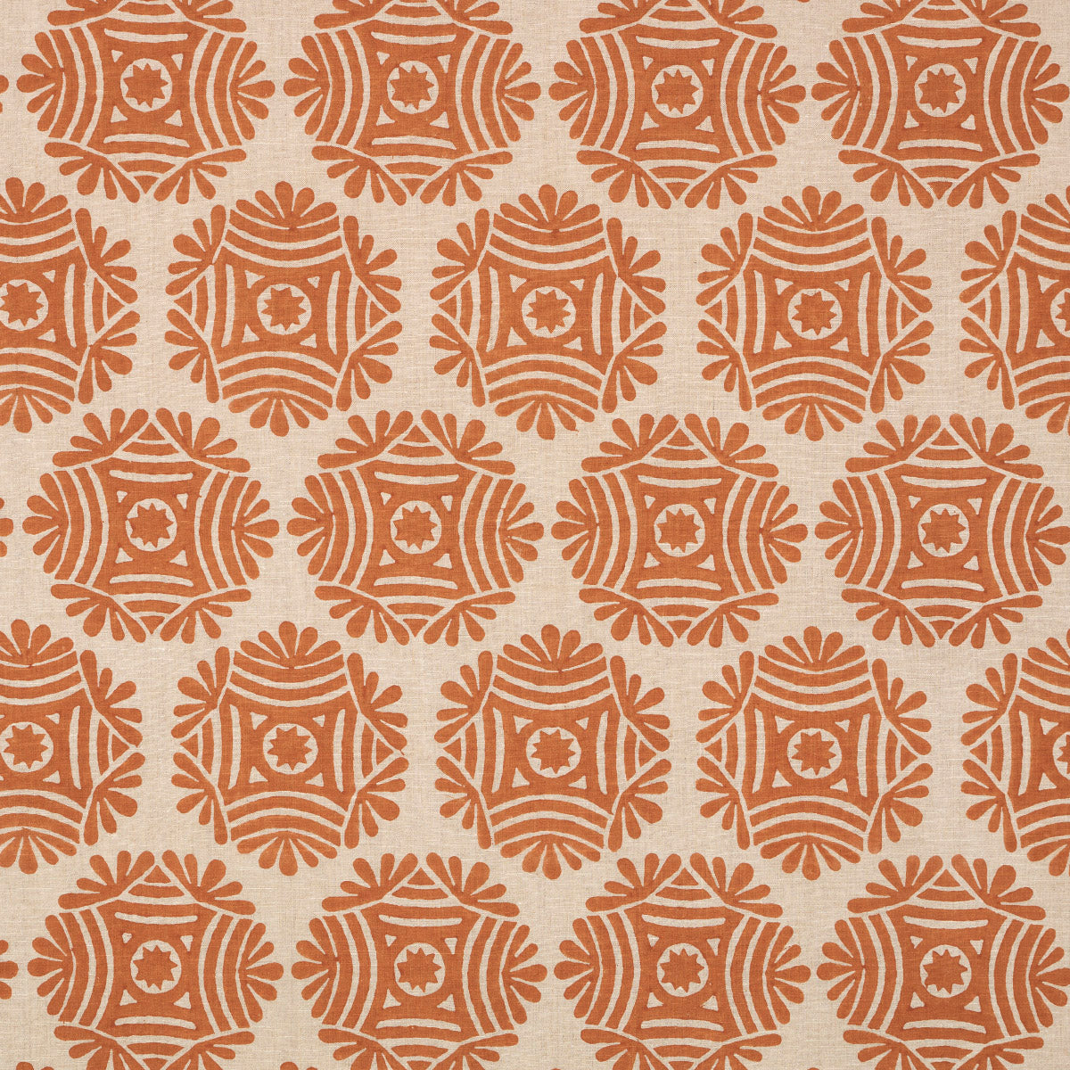 Gilded Star Block Print fabric in cinnamon color - pattern number 181540 - by Schumacher in the Drusus Tabor collection